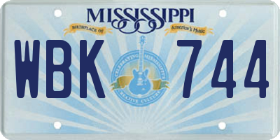 MS license plate WBK744