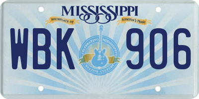 MS license plate WBK906