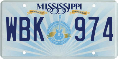MS license plate WBK974