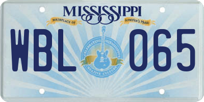MS license plate WBL065