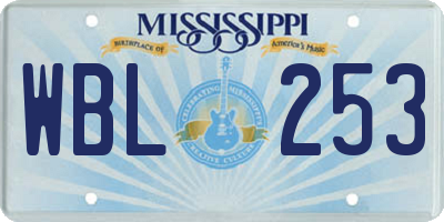 MS license plate WBL253