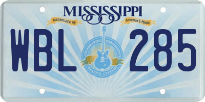 MS license plate WBL285