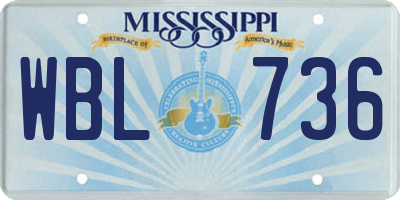MS license plate WBL736