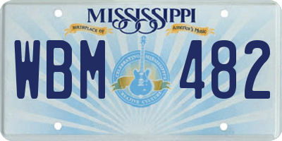 MS license plate WBM482