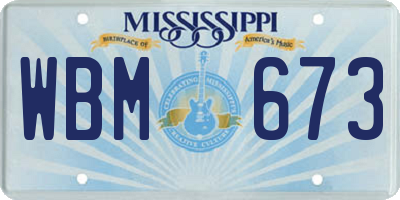 MS license plate WBM673