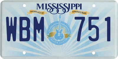 MS license plate WBM751