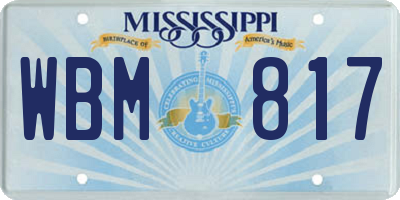 MS license plate WBM817