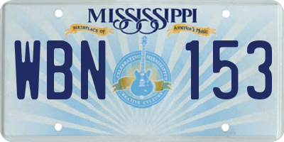 MS license plate WBN153