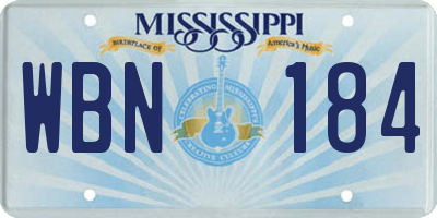 MS license plate WBN184