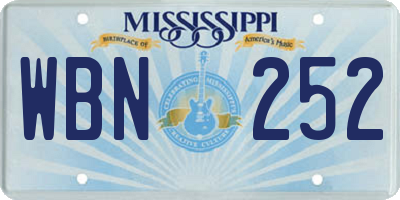 MS license plate WBN252