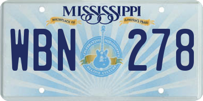 MS license plate WBN278