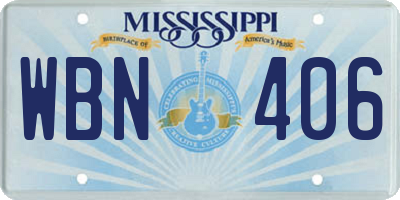 MS license plate WBN406