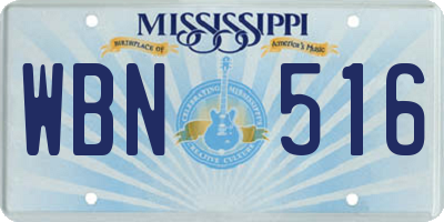 MS license plate WBN516