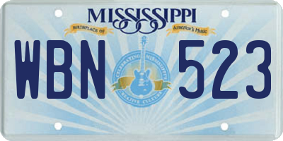 MS license plate WBN523