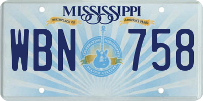 MS license plate WBN758