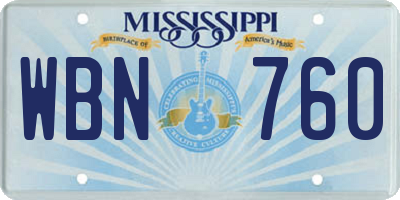 MS license plate WBN760