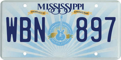 MS license plate WBN897