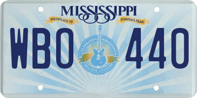 MS license plate WBO440