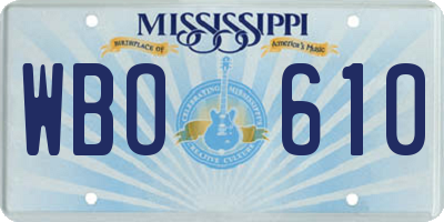 MS license plate WBO610