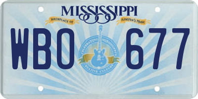 MS license plate WBO677