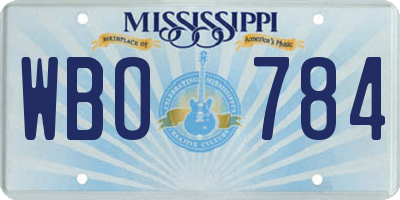MS license plate WBO784