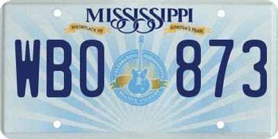 MS license plate WBO873