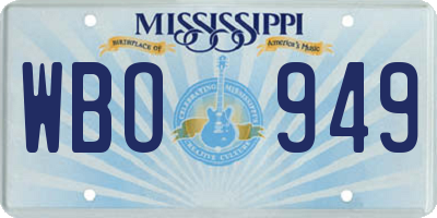 MS license plate WBO949