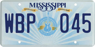 MS license plate WBP045
