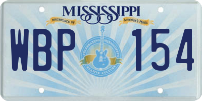 MS license plate WBP154