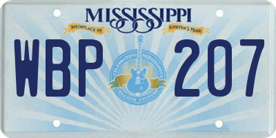 MS license plate WBP207