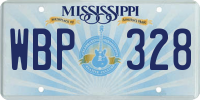 MS license plate WBP328