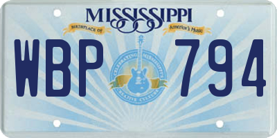 MS license plate WBP794