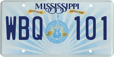MS license plate WBQ101