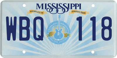 MS license plate WBQ118