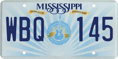 MS license plate WBQ145