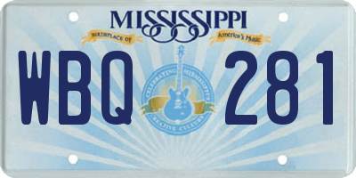 MS license plate WBQ281
