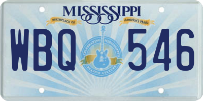 MS license plate WBQ546