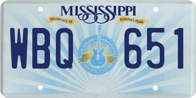 MS license plate WBQ651