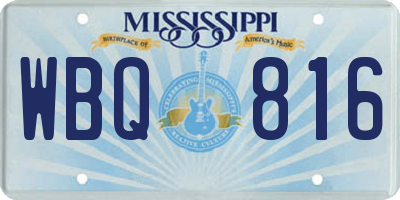 MS license plate WBQ816
