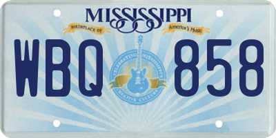 MS license plate WBQ858