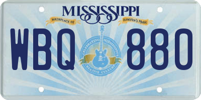 MS license plate WBQ880