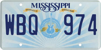 MS license plate WBQ974