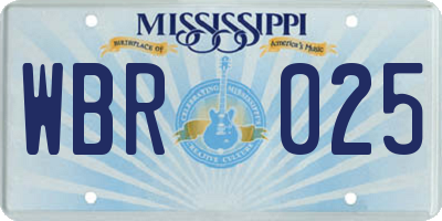 MS license plate WBR025