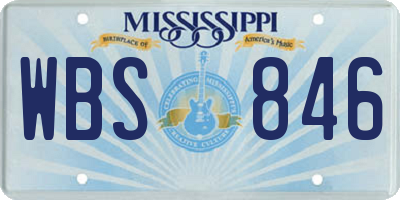 MS license plate WBS846