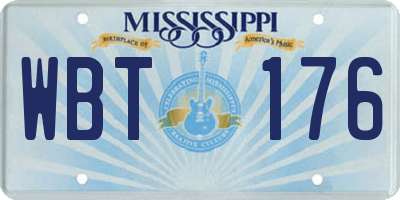 MS license plate WBT176