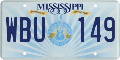 MS license plate WBU149