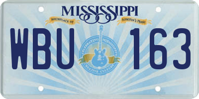 MS license plate WBU163