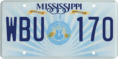 MS license plate WBU170