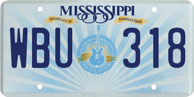 MS license plate WBU318