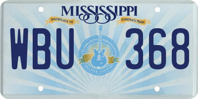 MS license plate WBU368